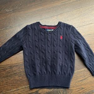 Toddler Navy Ralph Lauren Polo Cable Knit crew neck sweater - 2T